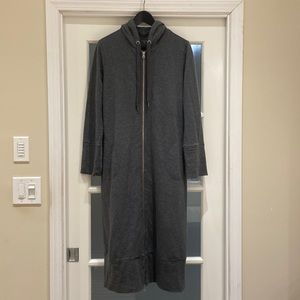 Garnet Hill organic cotton long chic zipper hoodie.